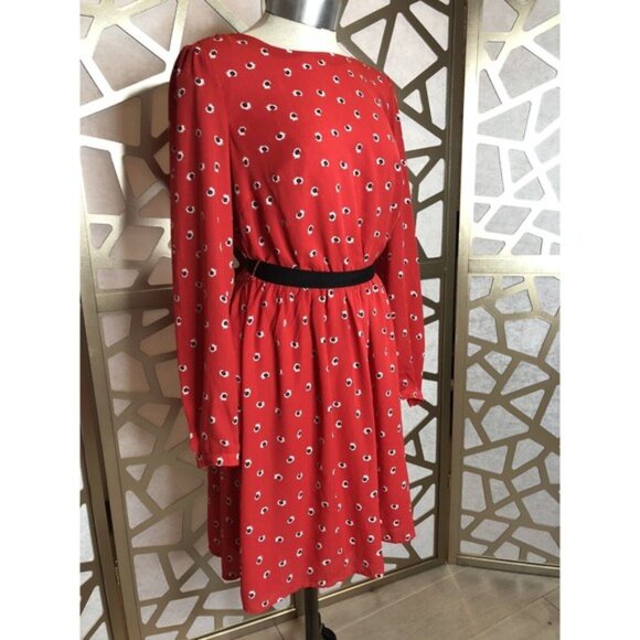 New kit and sky casuel dress crewneck long sleeve red S Small Red Flowers - Picture 4 of 12